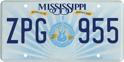 MS license plate ZPG955