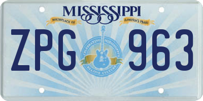 MS license plate ZPG963