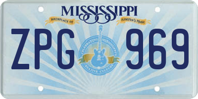 MS license plate ZPG969