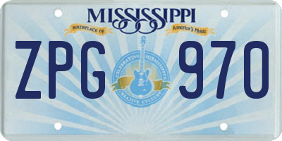 MS license plate ZPG970