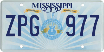 MS license plate ZPG977
