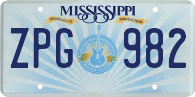 MS license plate ZPG982