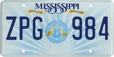 MS license plate ZPG984