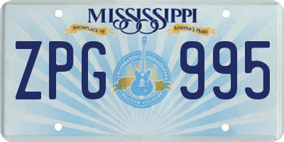 MS license plate ZPG995