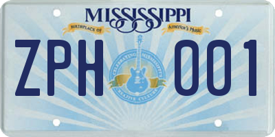 MS license plate ZPH001