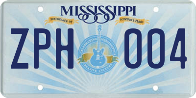 MS license plate ZPH004