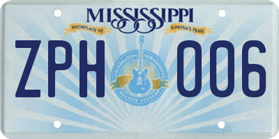 MS license plate ZPH006