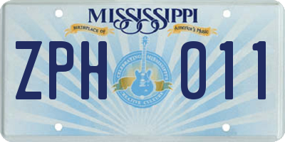 MS license plate ZPH011