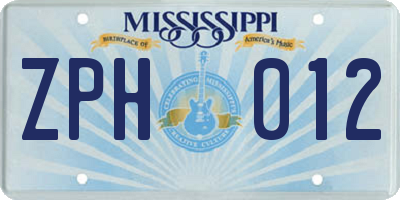 MS license plate ZPH012