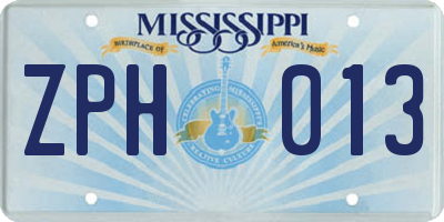 MS license plate ZPH013