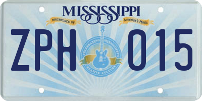 MS license plate ZPH015