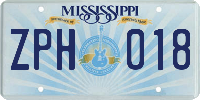 MS license plate ZPH018
