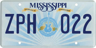MS license plate ZPH022
