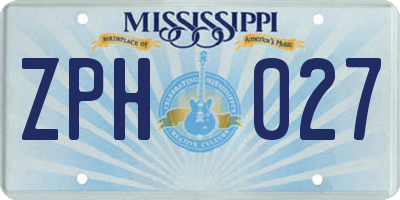MS license plate ZPH027