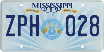 MS license plate ZPH028