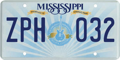 MS license plate ZPH032