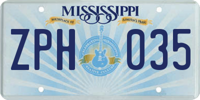 MS license plate ZPH035