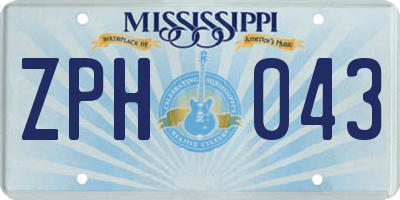 MS license plate ZPH043