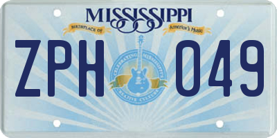 MS license plate ZPH049