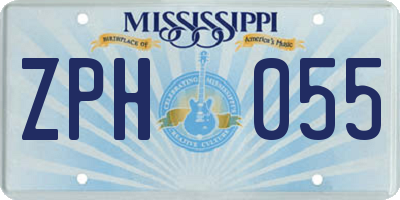 MS license plate ZPH055