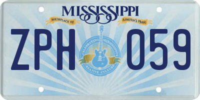 MS license plate ZPH059