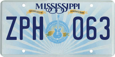 MS license plate ZPH063