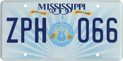MS license plate ZPH066