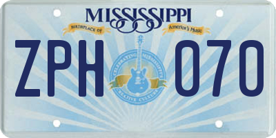 MS license plate ZPH070