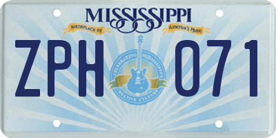 MS license plate ZPH071
