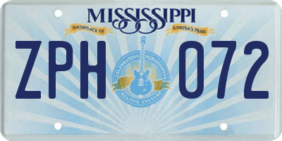 MS license plate ZPH072
