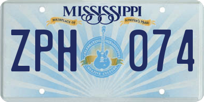 MS license plate ZPH074
