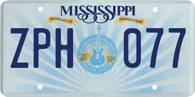 MS license plate ZPH077