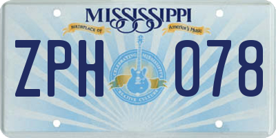 MS license plate ZPH078
