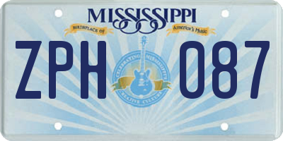 MS license plate ZPH087