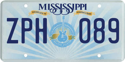 MS license plate ZPH089