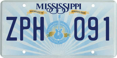 MS license plate ZPH091