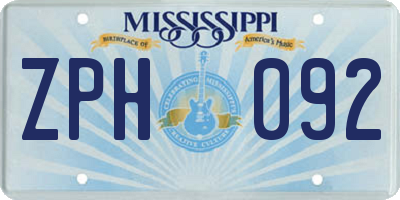 MS license plate ZPH092