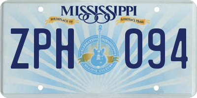 MS license plate ZPH094