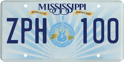 MS license plate ZPH100