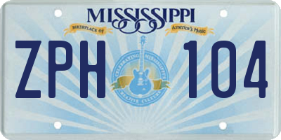 MS license plate ZPH104