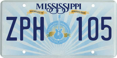 MS license plate ZPH105
