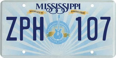 MS license plate ZPH107