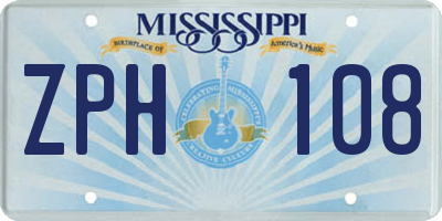 MS license plate ZPH108