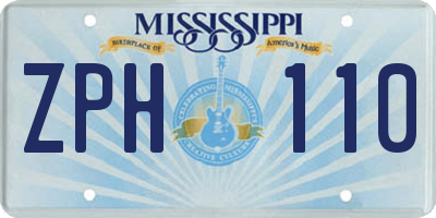 MS license plate ZPH110