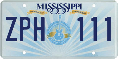 MS license plate ZPH111