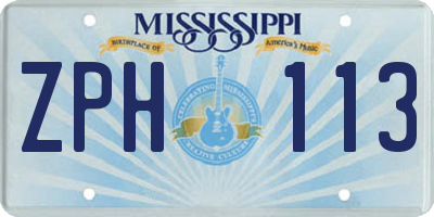 MS license plate ZPH113
