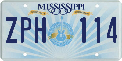 MS license plate ZPH114