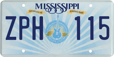 MS license plate ZPH115