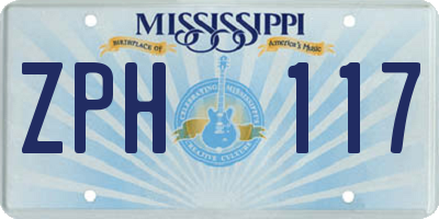 MS license plate ZPH117