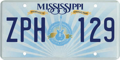 MS license plate ZPH129